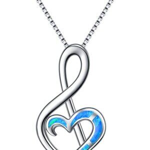 Sterling Silver Music Note Necklaces Created Opal Rose Necklace Gymnastics Jewel